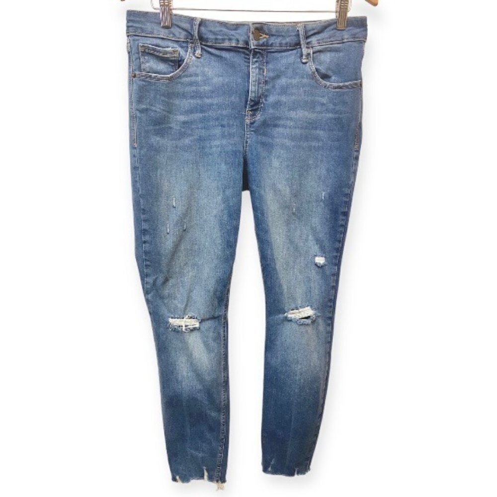 Old Navy 12 Rockstar Super Skinny Jeans Mid Rise Womens Stretch Distressed
